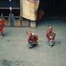 clowns (atsara) and Shinje yab yum ( gShin rje yab yum) dancers, Paro Tshechu (tshes bcu) 1st day, in the dzong.