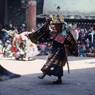 Zhva nag, "Black hats (zhva nag)" dancers, (monks), Paro Tshechu (tshes bcu), 1st day, in the dzong.