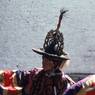 Black hat( Zhva nag) dancer, (monk), Paro Tshechu (tshes bcu), 1st day, in the dzong.