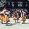 Dance of the Lords of Cremation grounds (dur bdag) with linga, dance arena, Paro Tshechu (tshes bcu), 2nd day