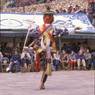 The hunter Gonpo Dorje (dGon po rdo rje), dance of Milarepa (Sha ba sha khyi 'cham), Paro Tshechu (tshes bcu), dance arena, Paro Tshechu (tshes bcu), 2nd day