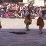 Dance of the Lords of Cremation grounds (dur bdag) with linga, dance arena, Paro Tshechu (tshes bcu), 3rd day