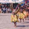 Laymen Dancers, "Dance of the Drummers from Dramitse" (dGra med rtse rnga 'cham), Paro Tshechu (tshes bcu), 4th day