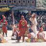 Dance of the Raksha (Raksha mang 'cham): the atsaras, the white god, the virtuous man and the raksha, Paro Tshechu (tshe bcu), 4th day