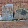 Prayer stones along the side wall of the Derge Publishing House.