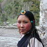 A Tibetan girl with turquoise hair ornament.