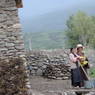 Tibetan women taking a break from working.
