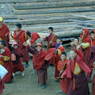 A group of young monks posturing for the photographer.