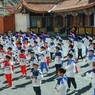 Orphanage children doing daily exercises.