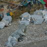 Piles of finished prayer stones.