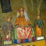 Bronze statues, perhaps of the Buddha Amitayus flanked by Avalokitesvara and Vajrapani in the Namgyel Chapel. ??