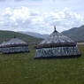 A row of fancy tents at the festival site.