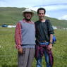 A Tibetan man and David Germano.