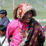A Tibetan woman wearing a Golok-style hat.