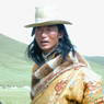 A long haired Tibetan nomad man.