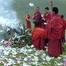 Monks burning juniper branches as offerings to local deities.