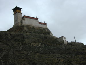 A view from below of the side of the palace.