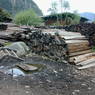 A stack of lumber in the village of sPyi pa, in Kong po