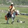 Tibetan man riding his horse at the Lhagang Horse Festival.&nbsp;