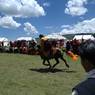 Tibetan man riding horse at Lhagang Horse Festival.&nbsp;