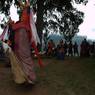 Leading Gonpo and Gonmo dancers to circumambulate temple
