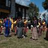 Students presenting a cultural dance at Khar Tsechu