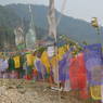 Bunch of Prayer flags on top of the hill