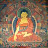 A mural of the Buddha Shakyamuni at the moment of enlightenment.